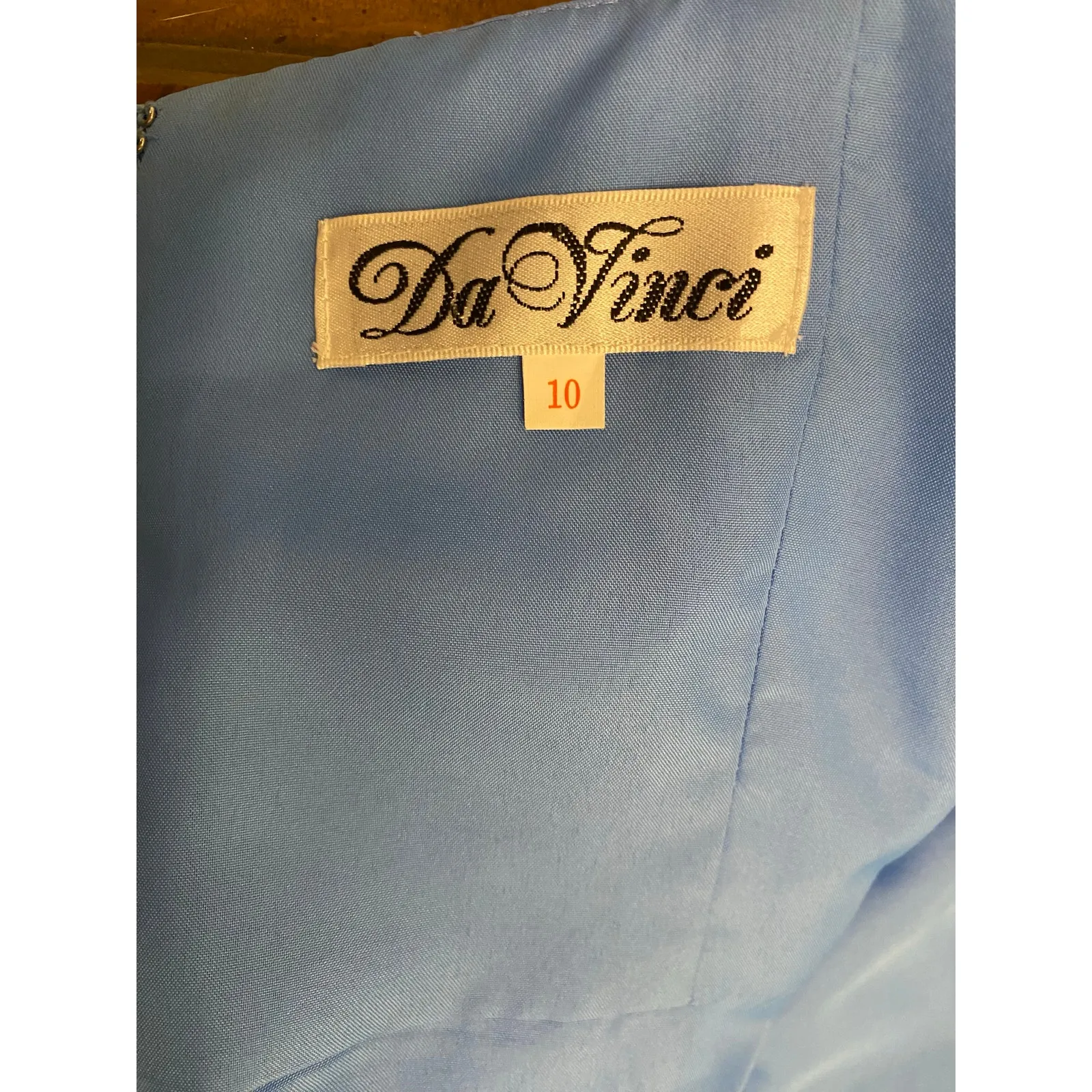 Da Vinci Ice Blue Satin Fit & Flare Y2K Holiday Party Dress Size 10 VTG - Image 4