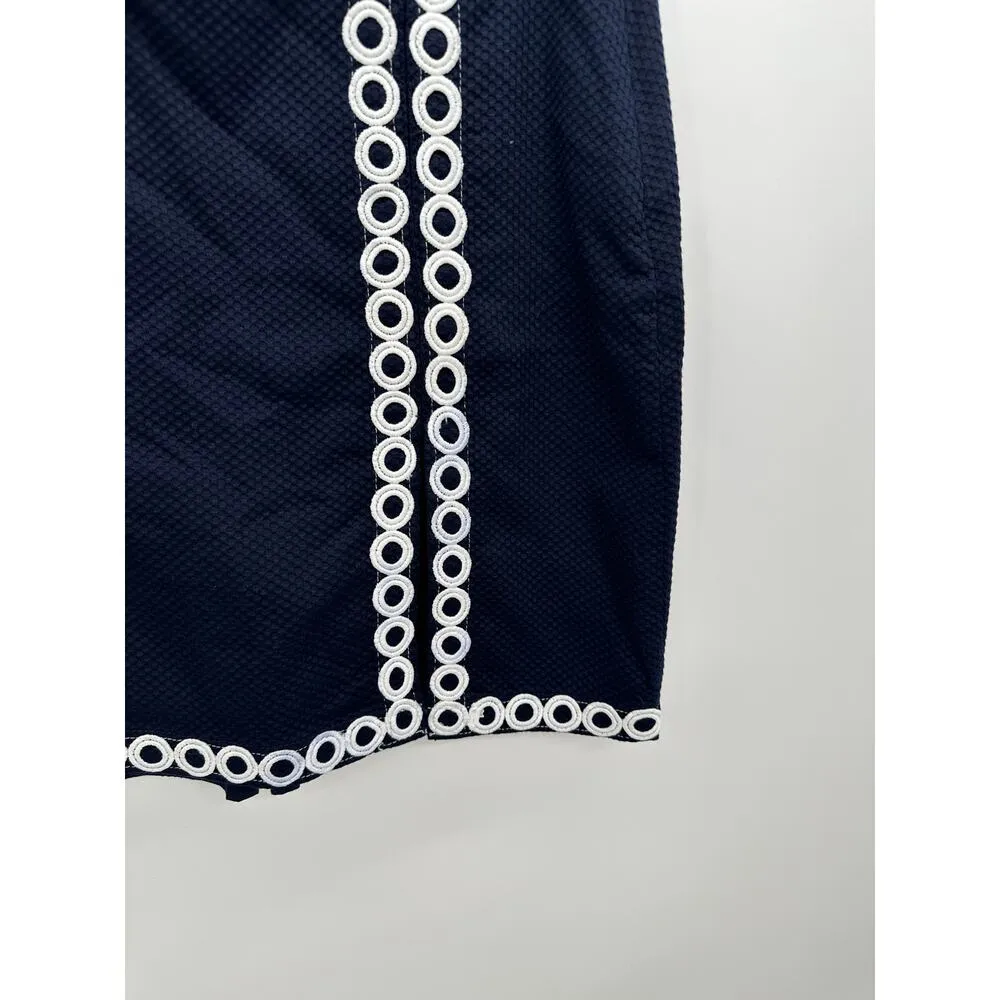 Talbots Outlet Women 10 Navy Blue Textured Mini Skort Skirt Shorts Embroidered - Image 3