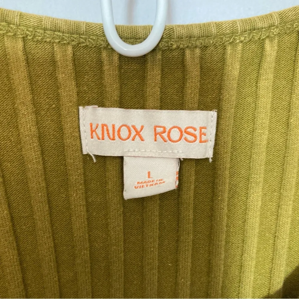 Knox Rose Brown Green Ribbed Long Sleeve Round Neck Pullover Blouse Shirt Top - Image 2