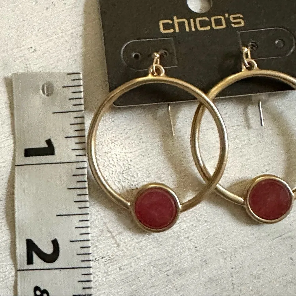 Chico’s Brooklyn gold tone and red earrings - Image 3