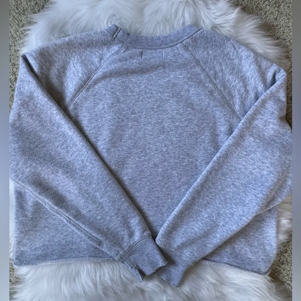 Aerie Size S Distressed Heather Gray Crewneck Sweatshirt - Image 2