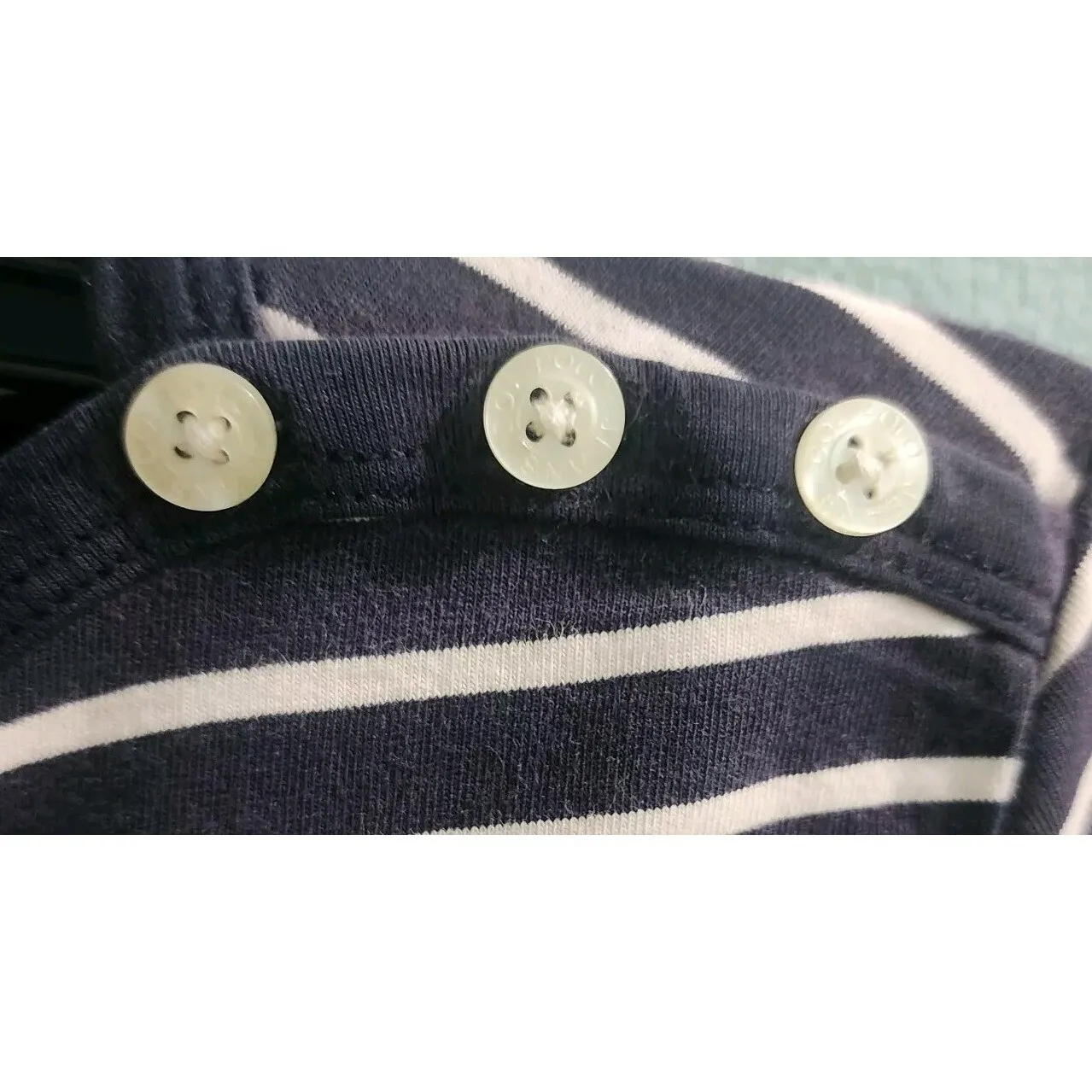 Polo‎ Ralph Lauren Striped Top Nautical 3/4 Sleeve Button Detail XL - Image 7