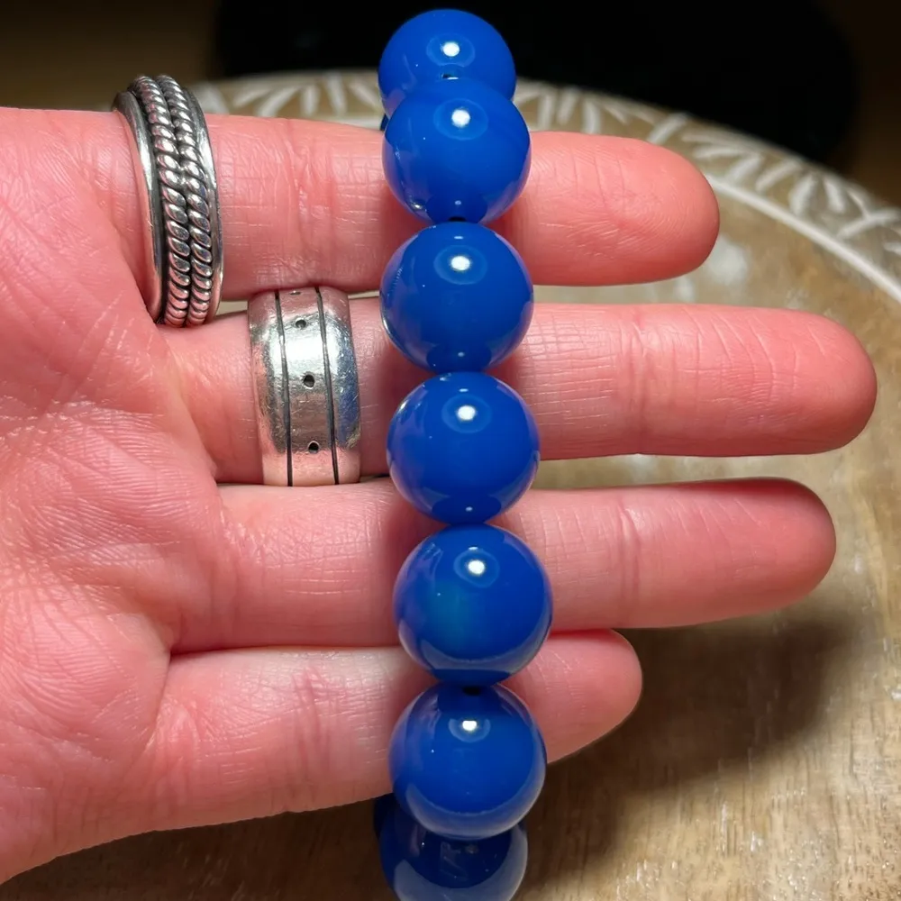 NWOT Synthetic Blue Jade Large Beaded Bracelet - Image 7
