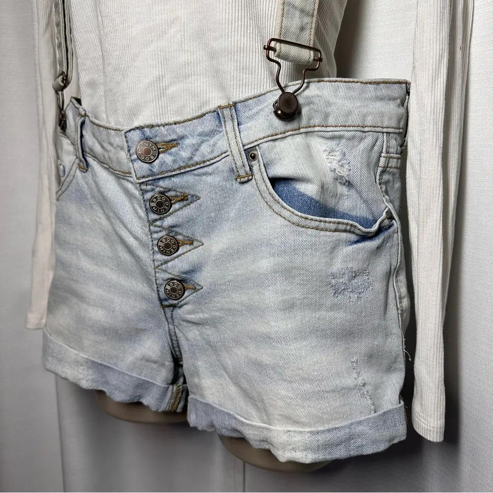 BDG Urban Outfitters Jean Shorts Denim Mid Shortie Bib Suspenders Shortalls 28 - Image 2