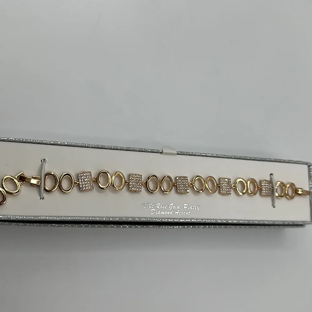 18k RoseGold Plated, Faux Diamond Accent Bracelet, from Brazil - Image 2