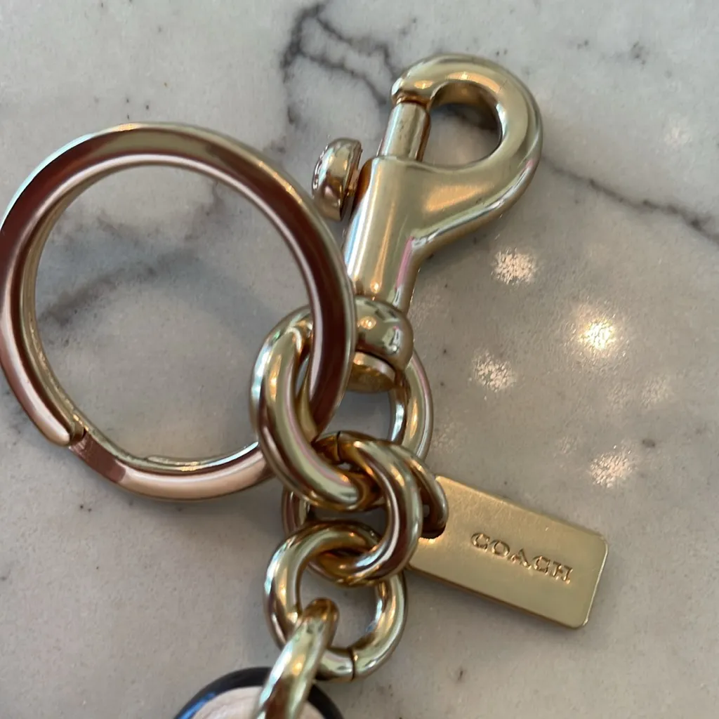 Coach Leather Glitter Bag Charm Keychain - Image 5