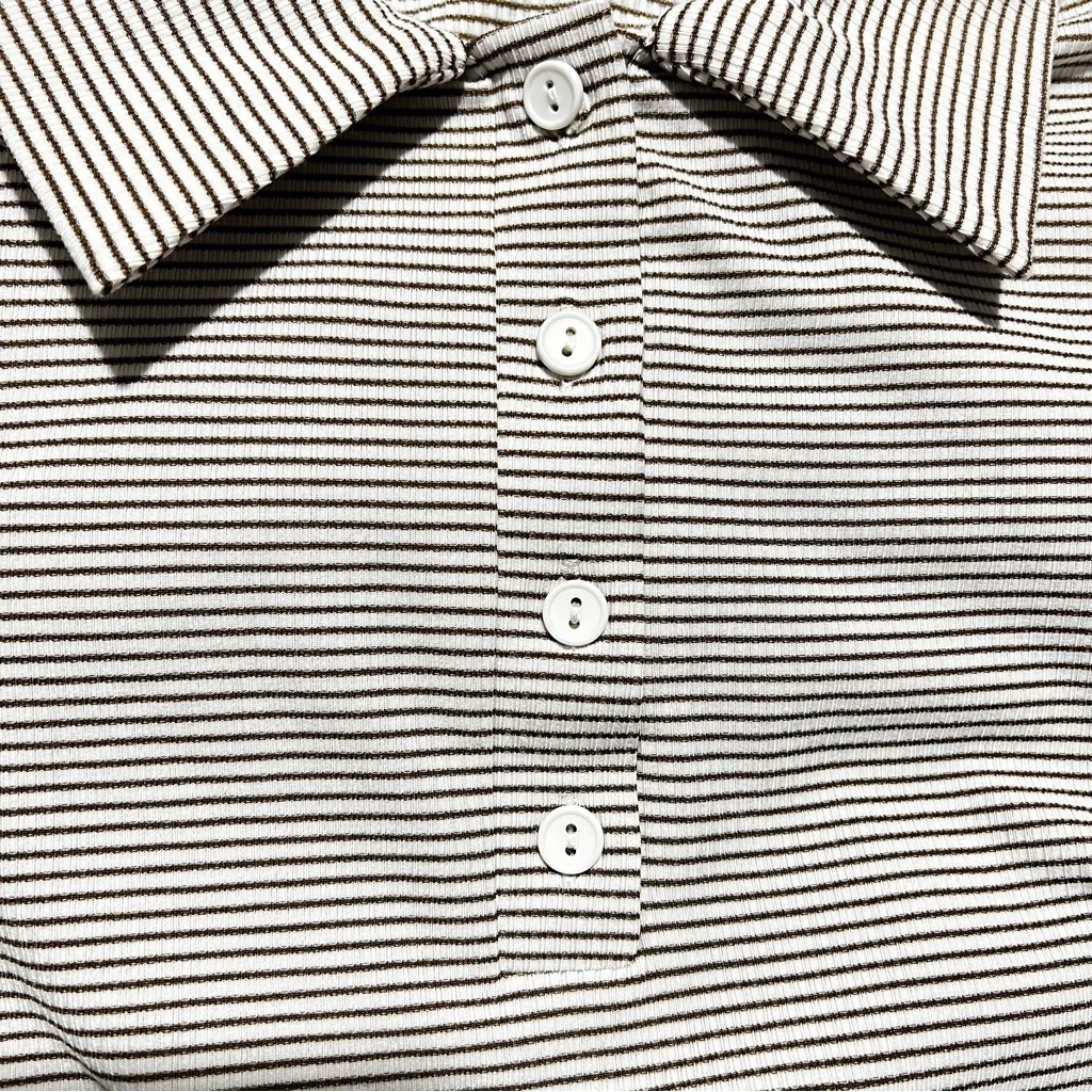 Dress Liberty Love pinstripes  polo dress shirt  size Medium M :  Box 0011 - Image 7