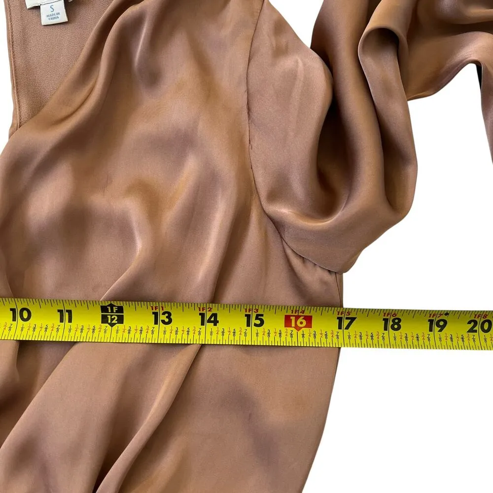 Blue Rain Brown Satin Lined Open Back Romper Women Size Small | 61-13 - Image 7