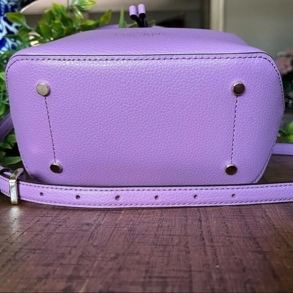 Kate Spade New York Purple Bucket Bag Crossbody Drawstring Pale Gold Hardware NW - Image 5