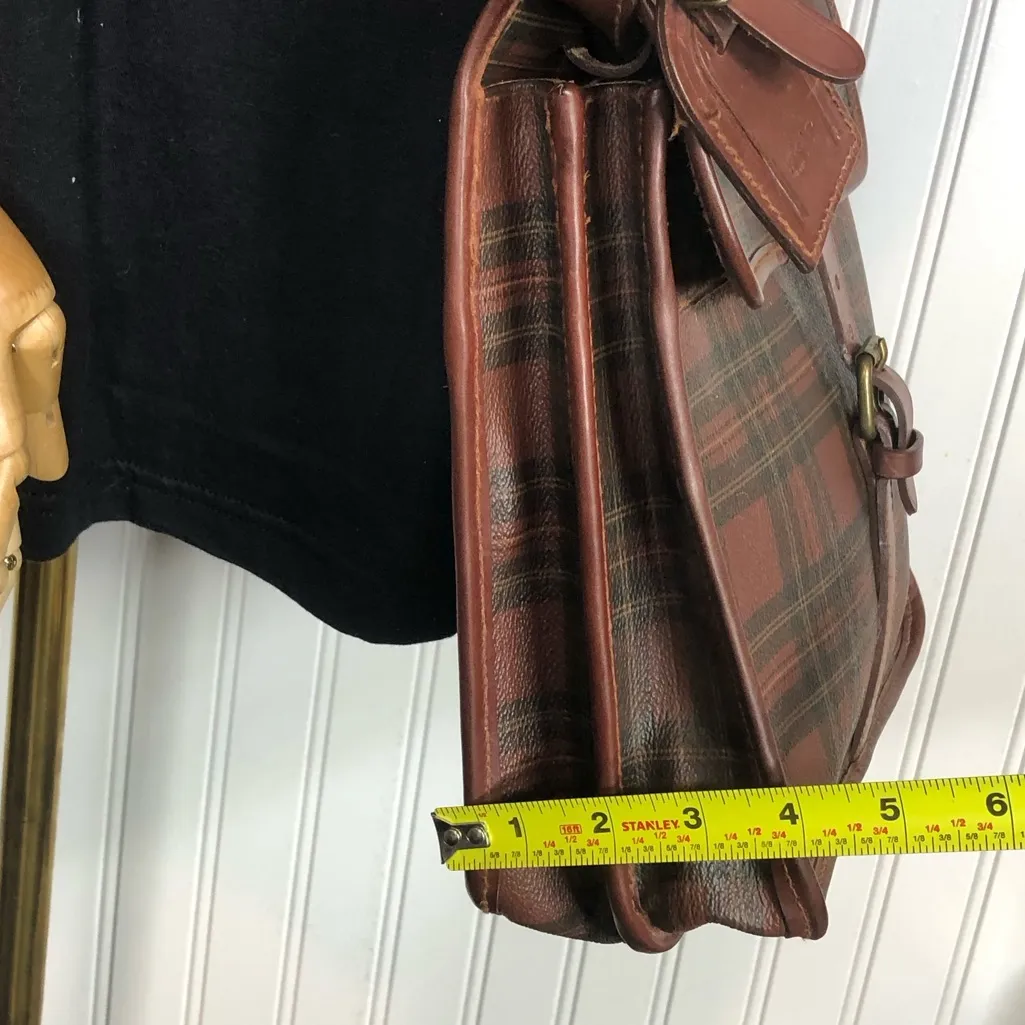 RALPH LAUREN Tartan Plaid Brown Green Plaid Doctor's Crossbody Messenger Bag - Image 11