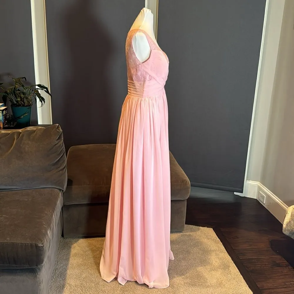 Women’s Pink Full Length Sleeveless Chiffon Bridesmaid Dress Zip Up Size 8 NWT - Image 4