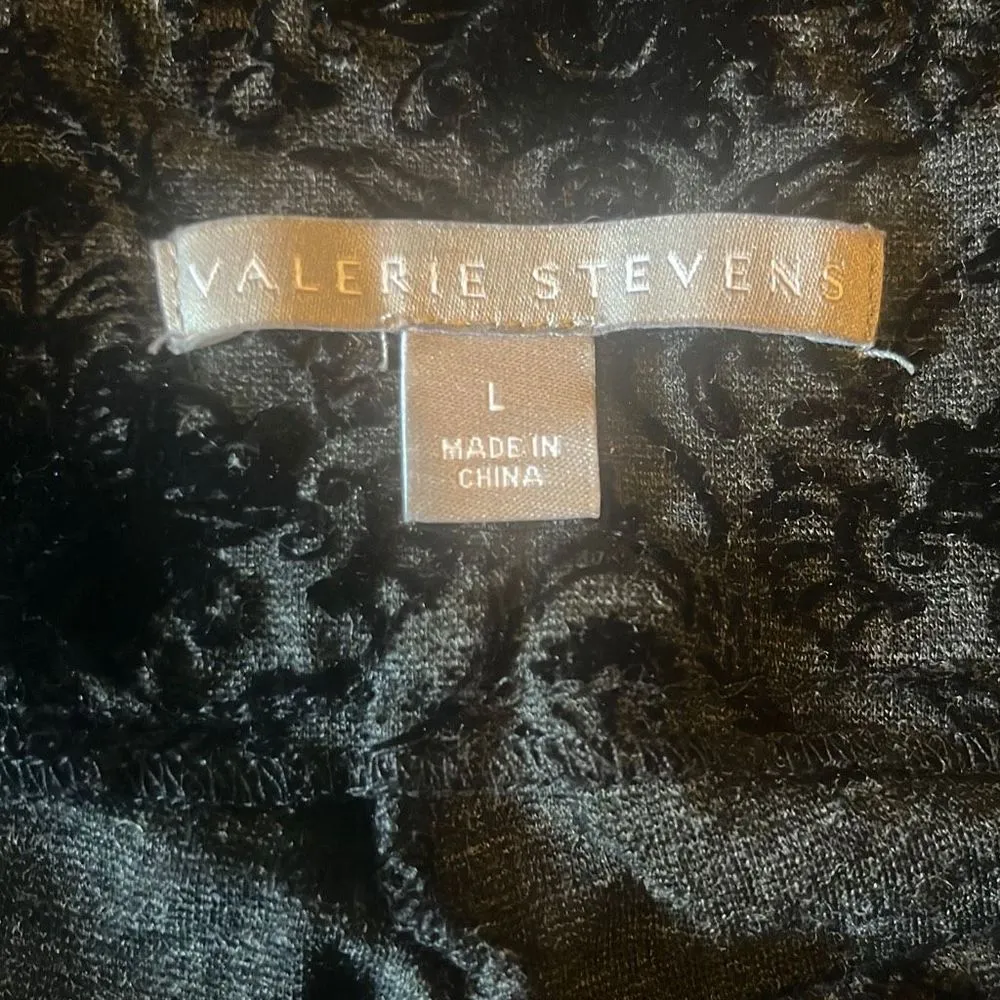 Valerie Stevens Womens Large Black Velvet Burnout Mid Rise Cropped Pull On Pants - Image 5