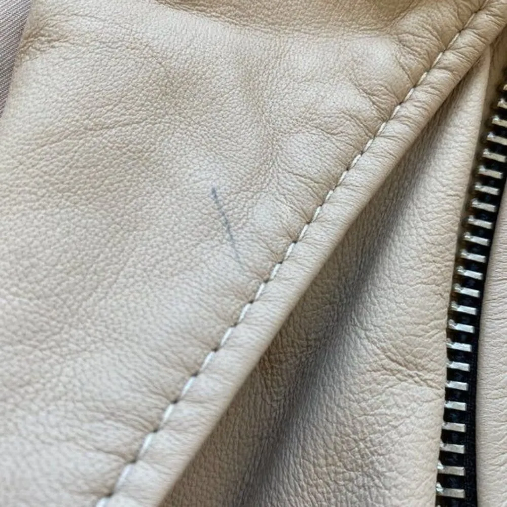 NWT All Saints Cole Biker Leather Jacket Sand Brown Sz 2 - Image 8