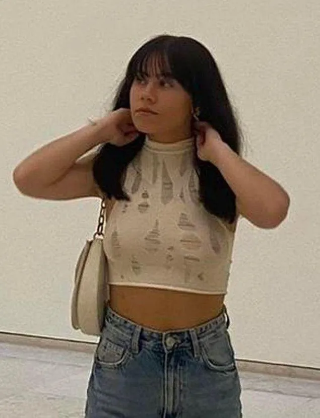 Cream Alix Distressed Knit Tank Crop Turtleneck Top - Image 2