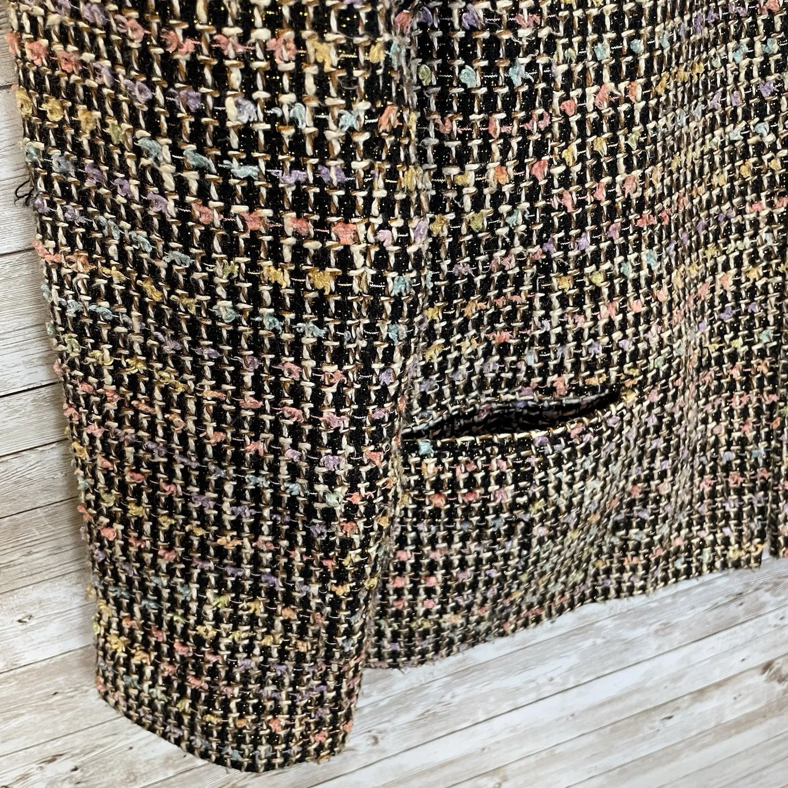 Vintage Sag Harbor Womens 18 Blazer‎ Tweed Pastel Confetti Jacket Full Zip - Image 4