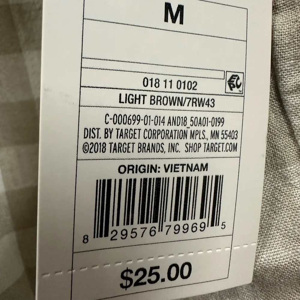 Linen Blend A New Day Paper Bag Tan White Gingham Plaid High Rise Shorts Medium - Image 13