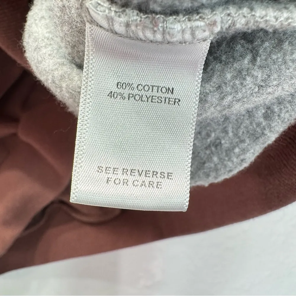 Fitz + Eddi 2 Tone Brown Gray Oversized Sweatshirt from Buckle Embroidered Crest - Image 6