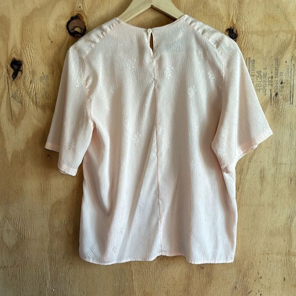 Vintage David Matthew Powder Pink Floral Print Blouse Sz 10 - Image 3
