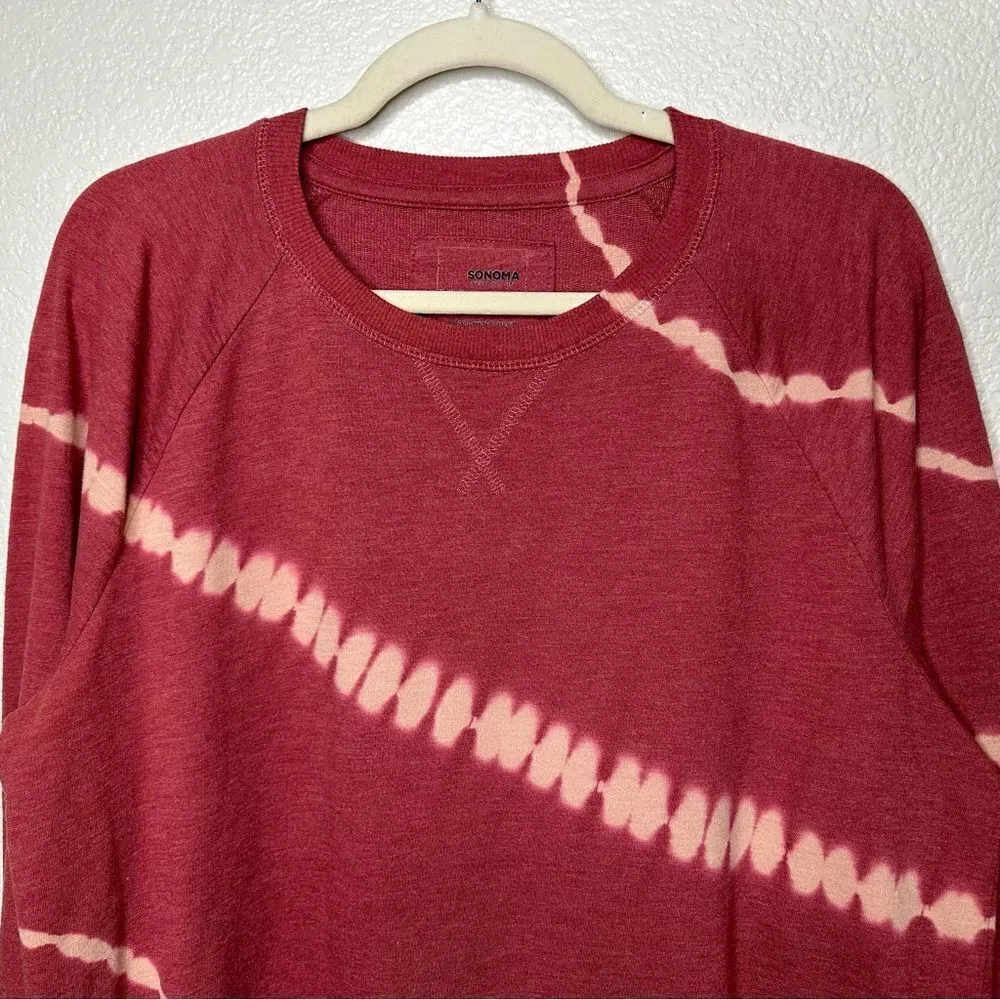Sonoma  Red Tie Dye Crewneck Long Sleeves Sweatshirt - Image 4