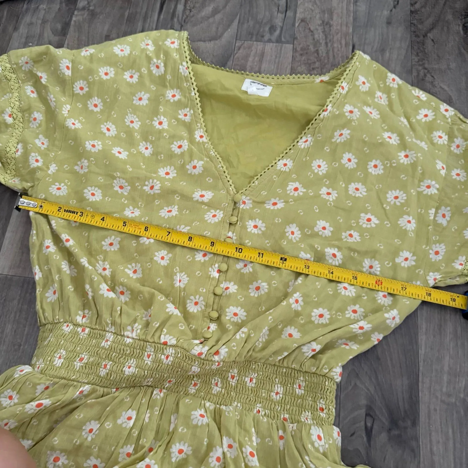 Aerie Rock N' Ruffle Lime green floral coquette long sleeve dress - Image 4