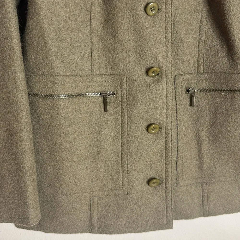 Talbots  Jacket Petite small Alpaca Wool Button Up Beige Pocket pea style Coat - Image 4