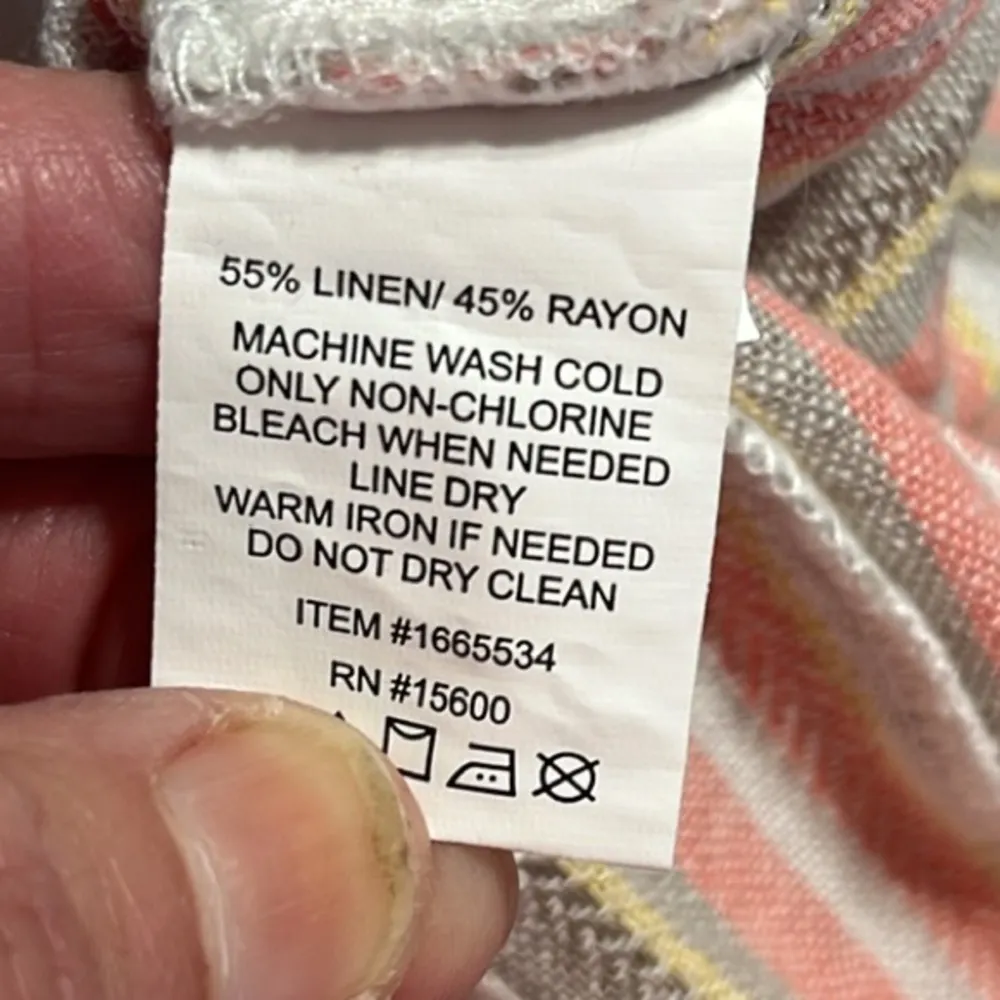 Briggs New York Women's Linen Striped Shorts - Pink and White - Image 6