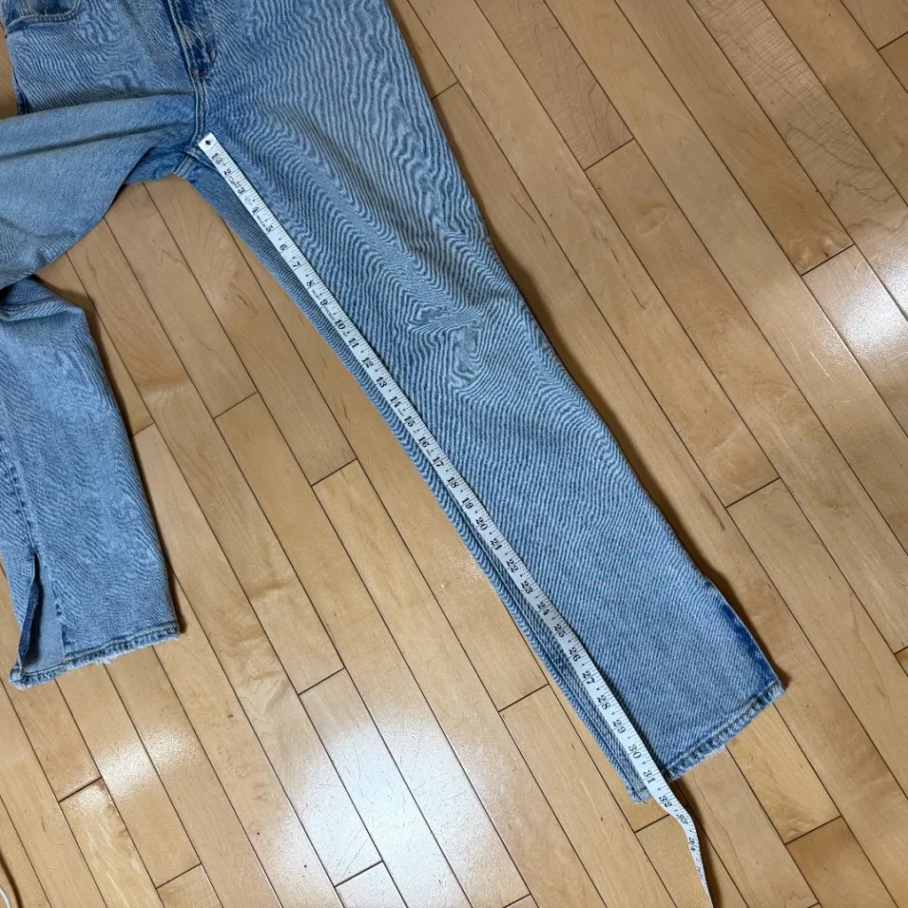 ABERCROMBIE & FITCH The 90's Straight Ultra High Rise Curve Love Size 26 Slit Blue - Image 8