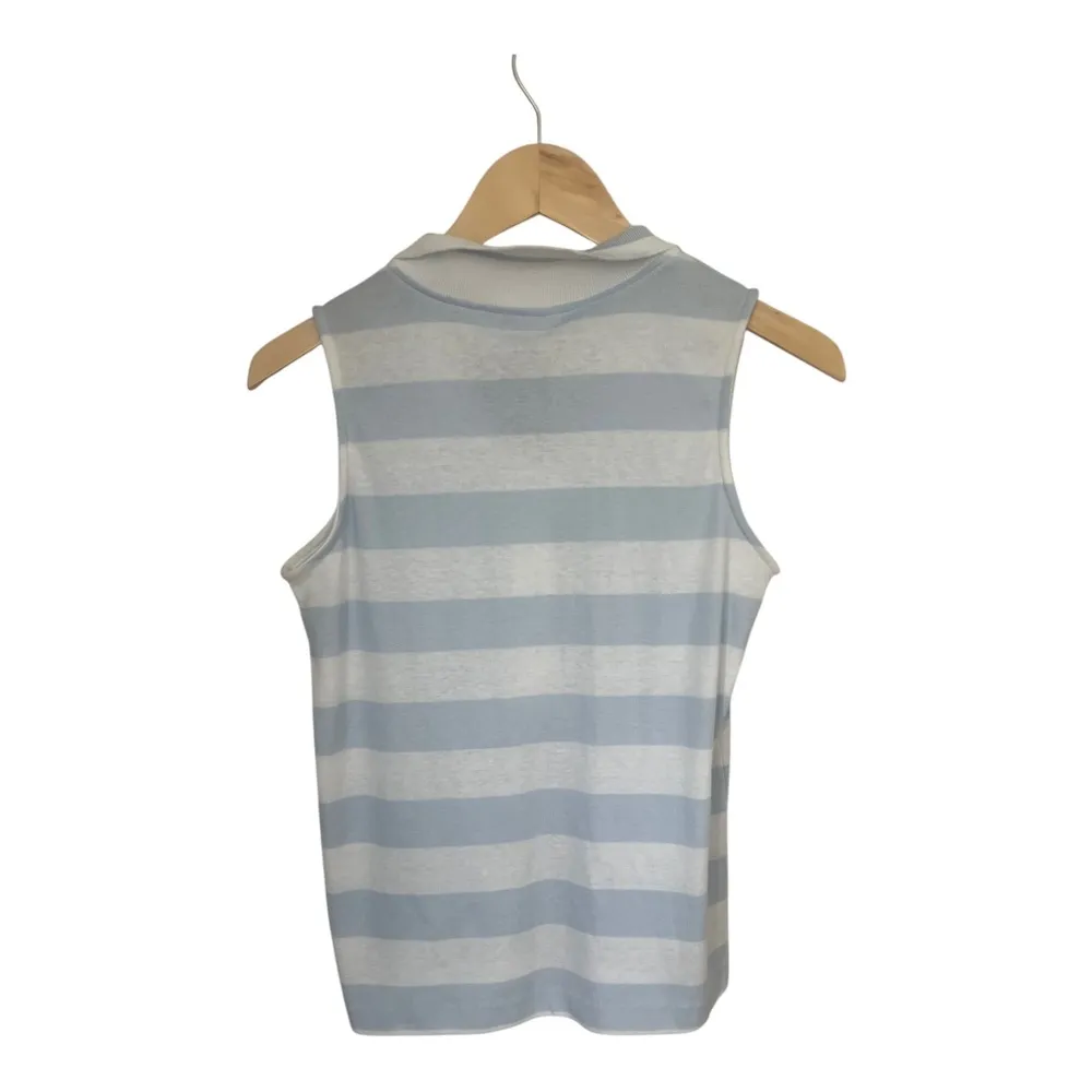 Vintage Baby Blue & White Stripe Polo Tank Small - Image 3