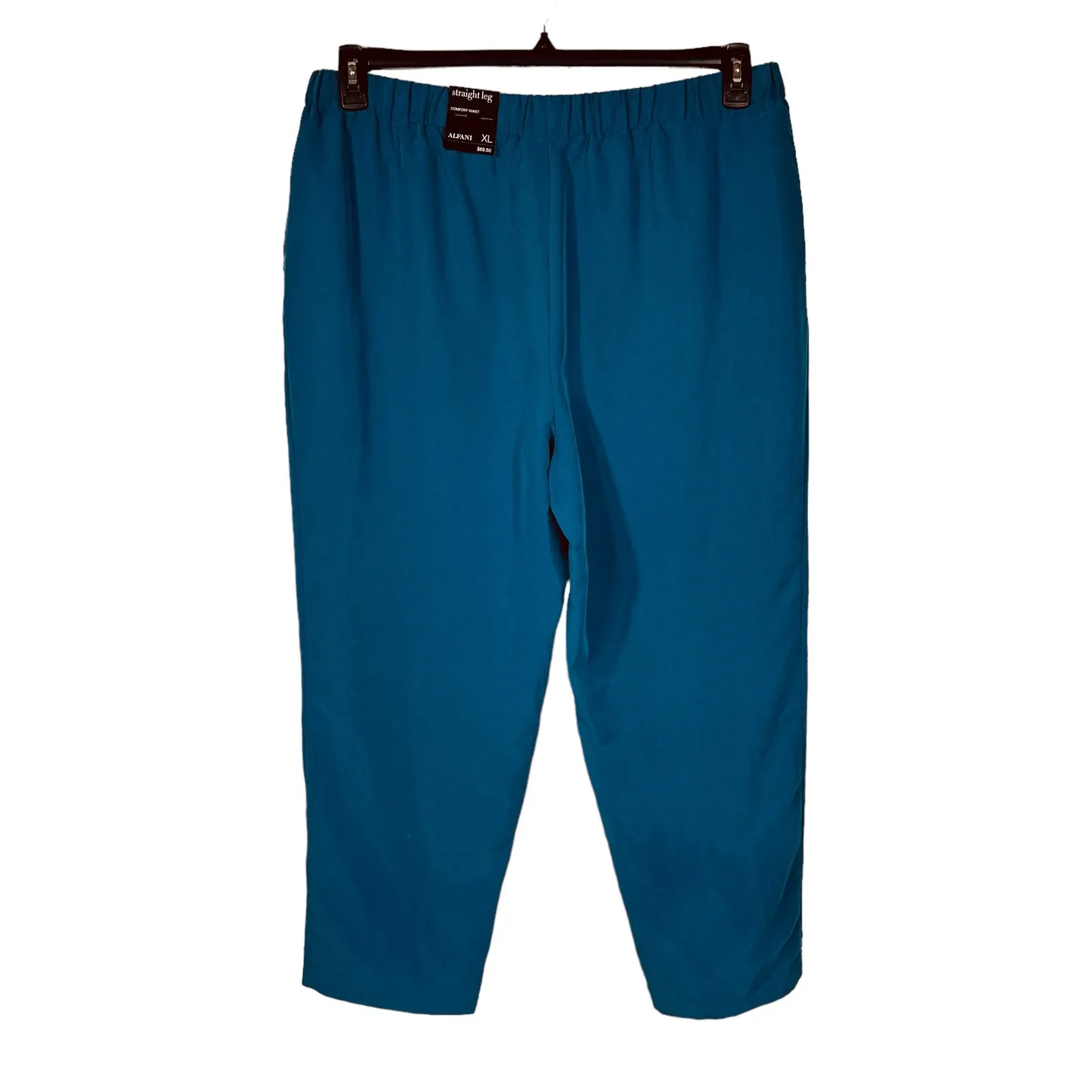 Alfani X-Large Straight Leg Pants Elastic Waist Lightweight Pockets Teal Blue - Image 2