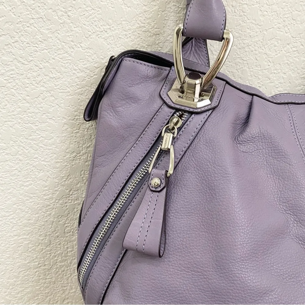 B MAKOWSKY A201693 Periwinkle Pebbled Leather Braided Double Strap Shoulder Bag - Image 13