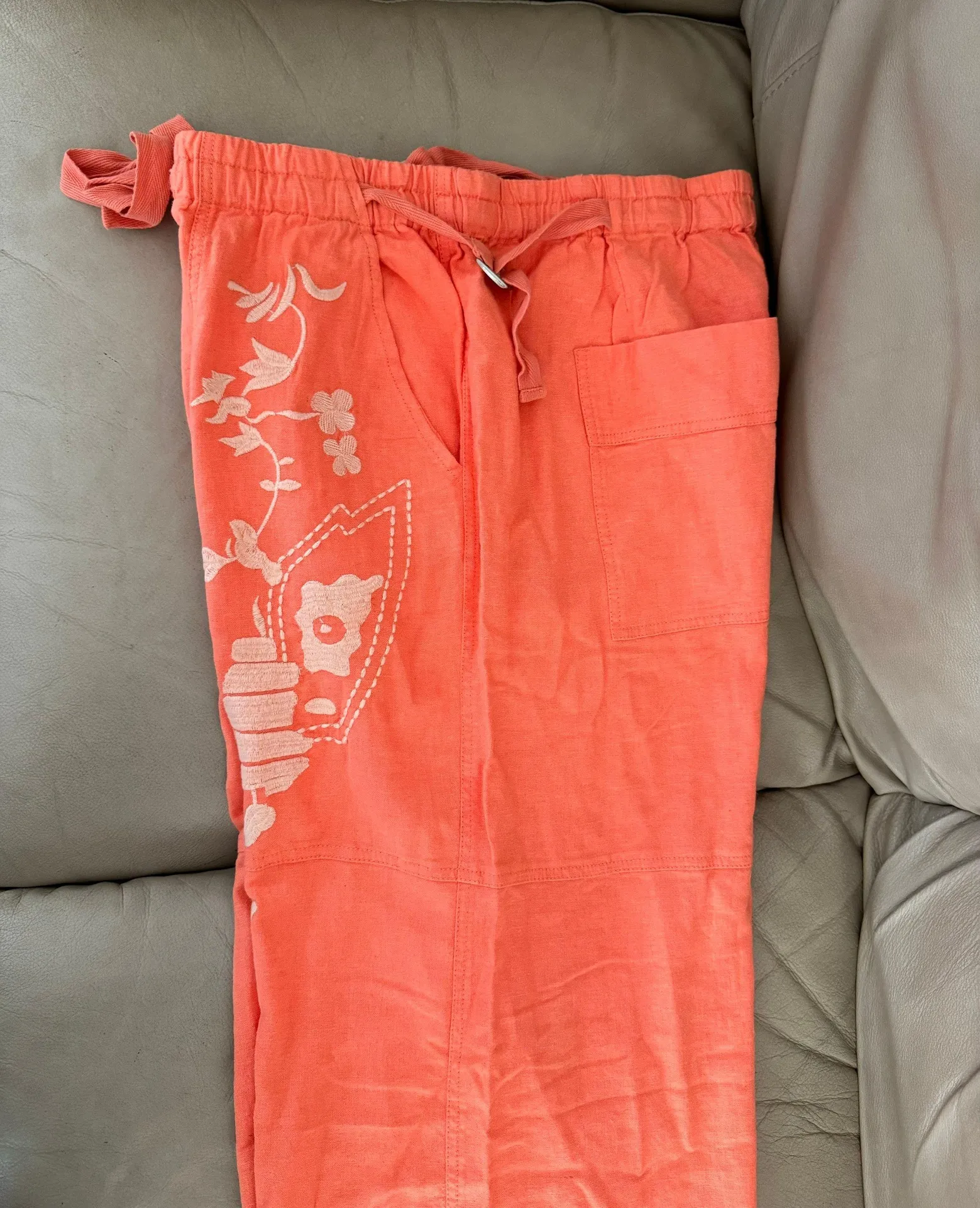 Pilcro Embroidered Beach Linen Cargo Pants - Image 14