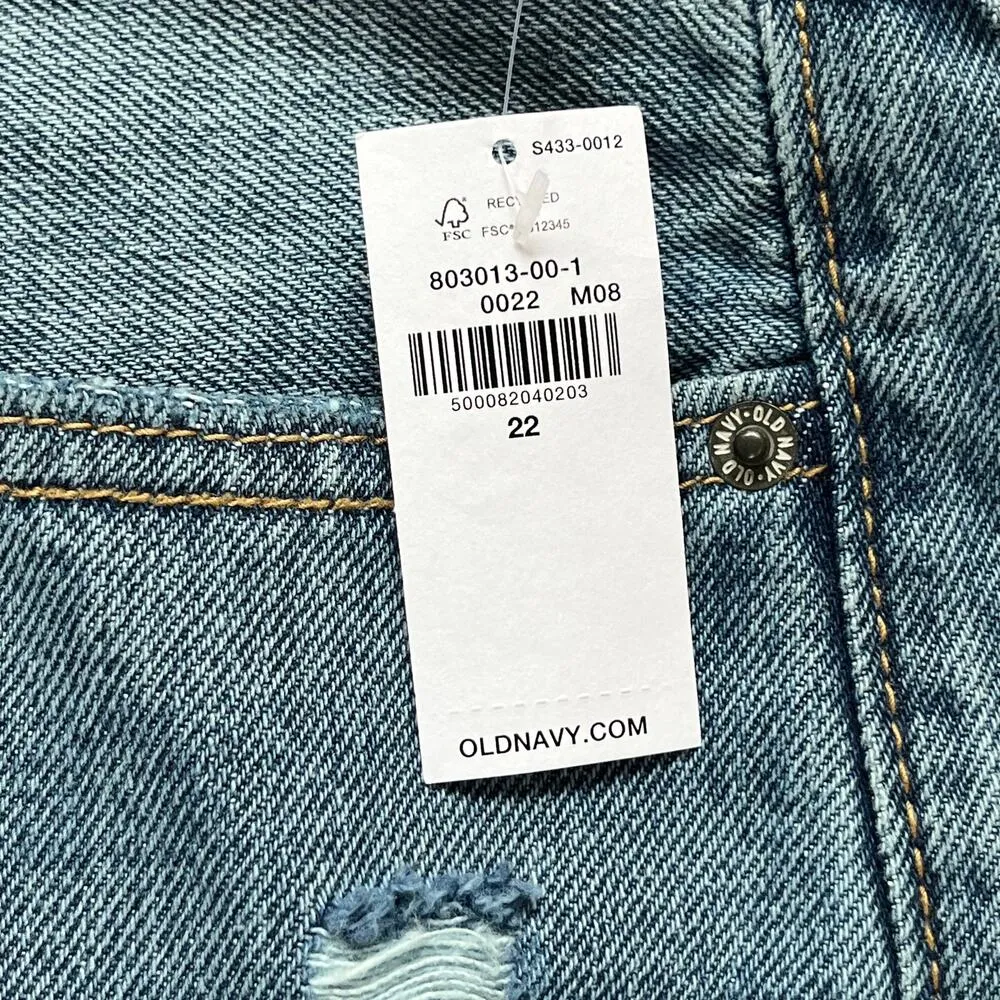 Old Navy Women's High-Rise Slouchy Straight Denim Shorts Size 22. NEW - Image 6