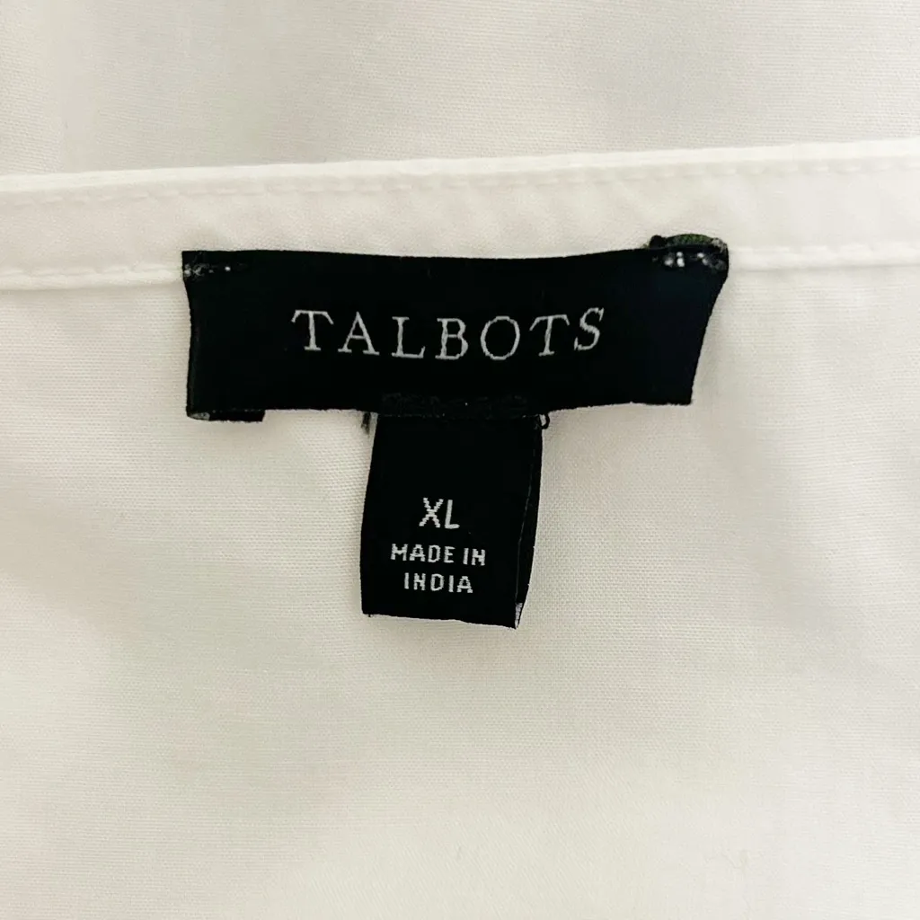 Talbots White Embroidered Butterflies Square Neck Elbow Puff Sleeve Poplin Top - Image 7