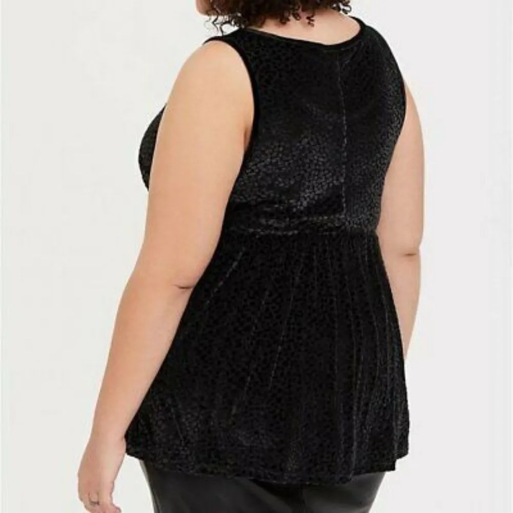 Torrid  Velvet Burnout Leopard Peplum Tank Top 2/2X - Image 2