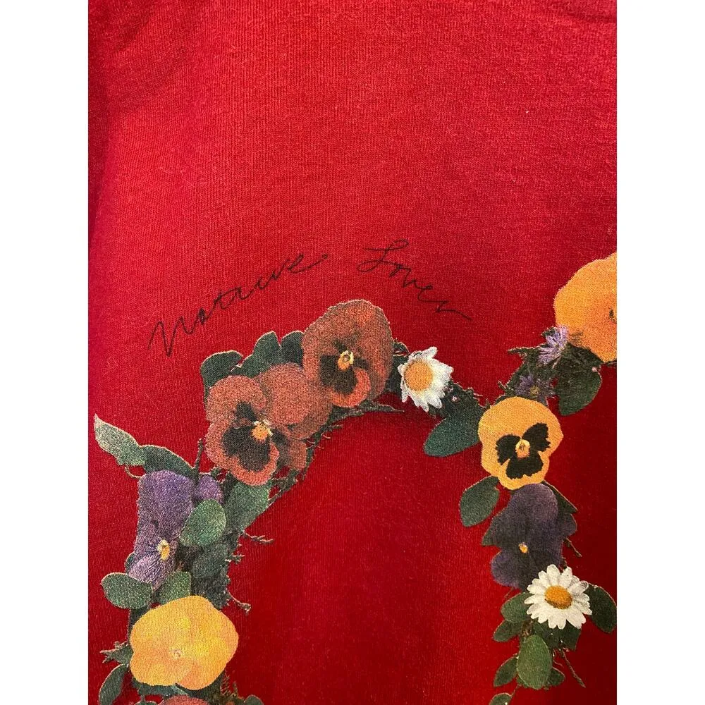 Maze Red Floral Print Long Sleeve Heart Shaped Pullover Sweatshirt Women's Large - Image 6