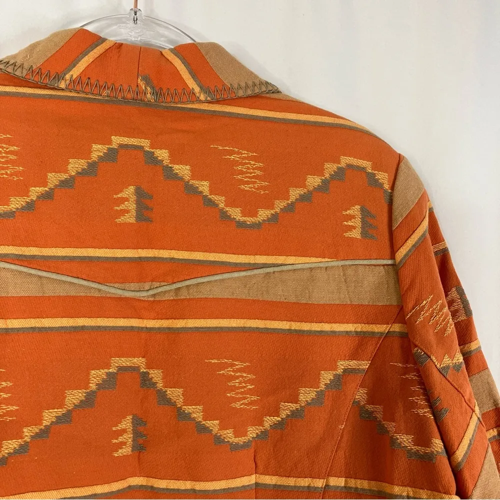 Coldwater Creek | Southwestern Aztec Embroidered Orange Button Jacket 18W - Image 7