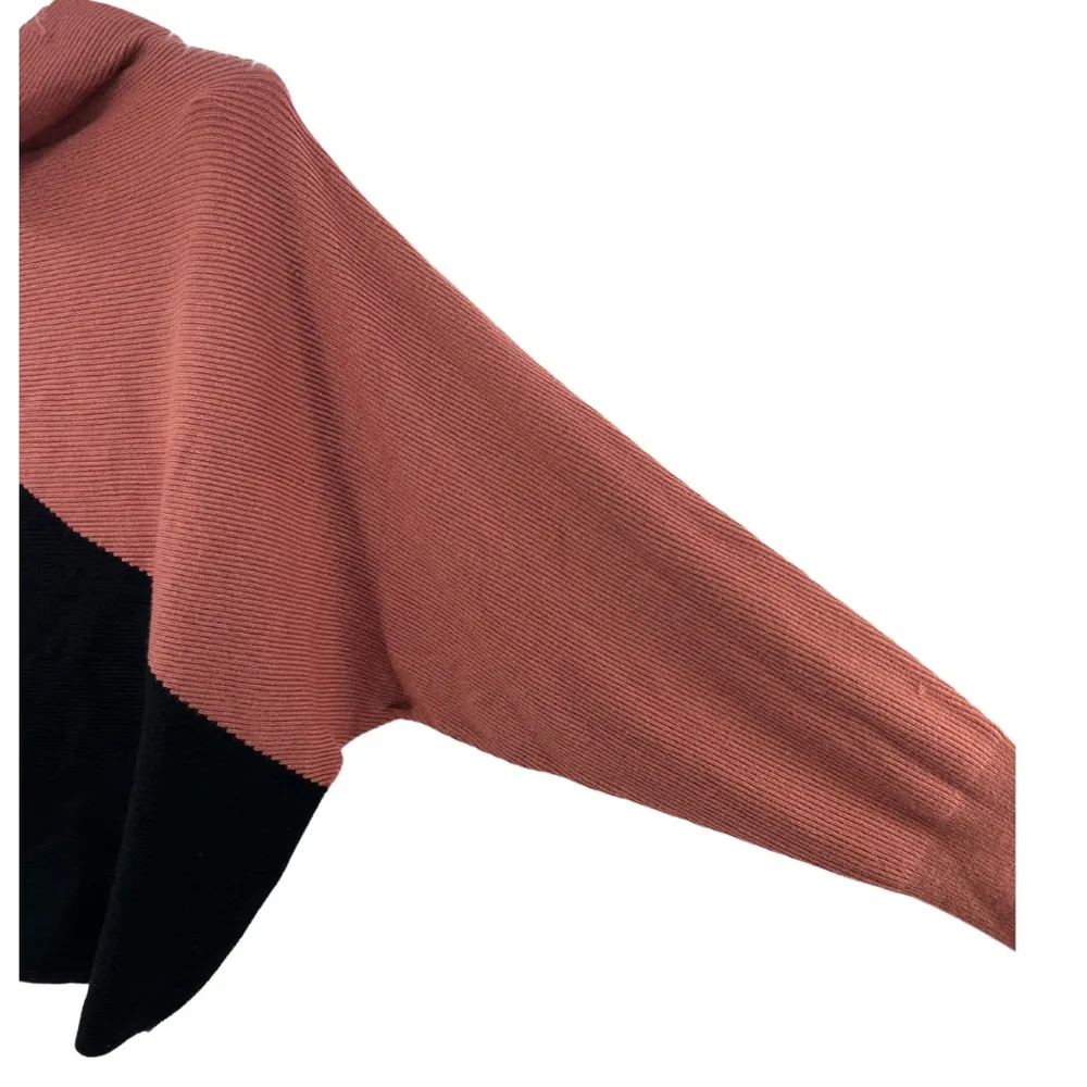 Tahari viscose dolman sleeve colorblock black medium mock neck ribbed casual - Image 3