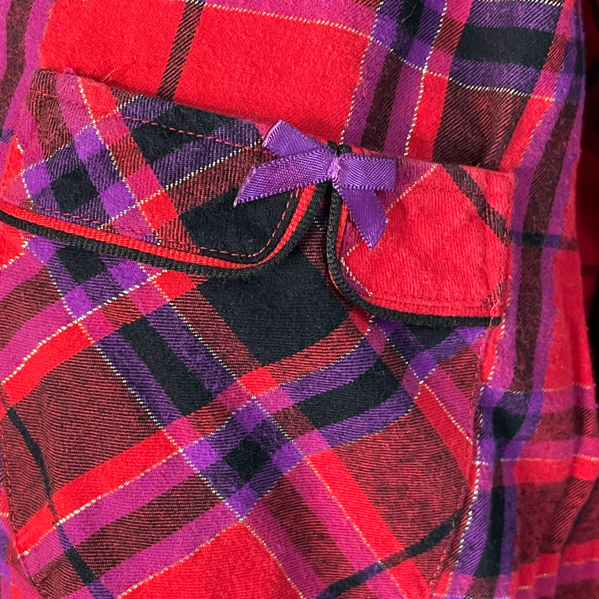 Victoria's Secret  Plaid Button Down Long Sleeve Flannel Shirt Red Purple Black M - Image 4