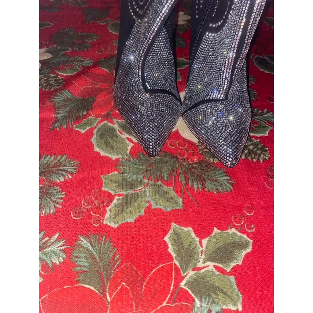 Women's Cape Robbins Black Rhinestone Boots Size 7 - Image 2