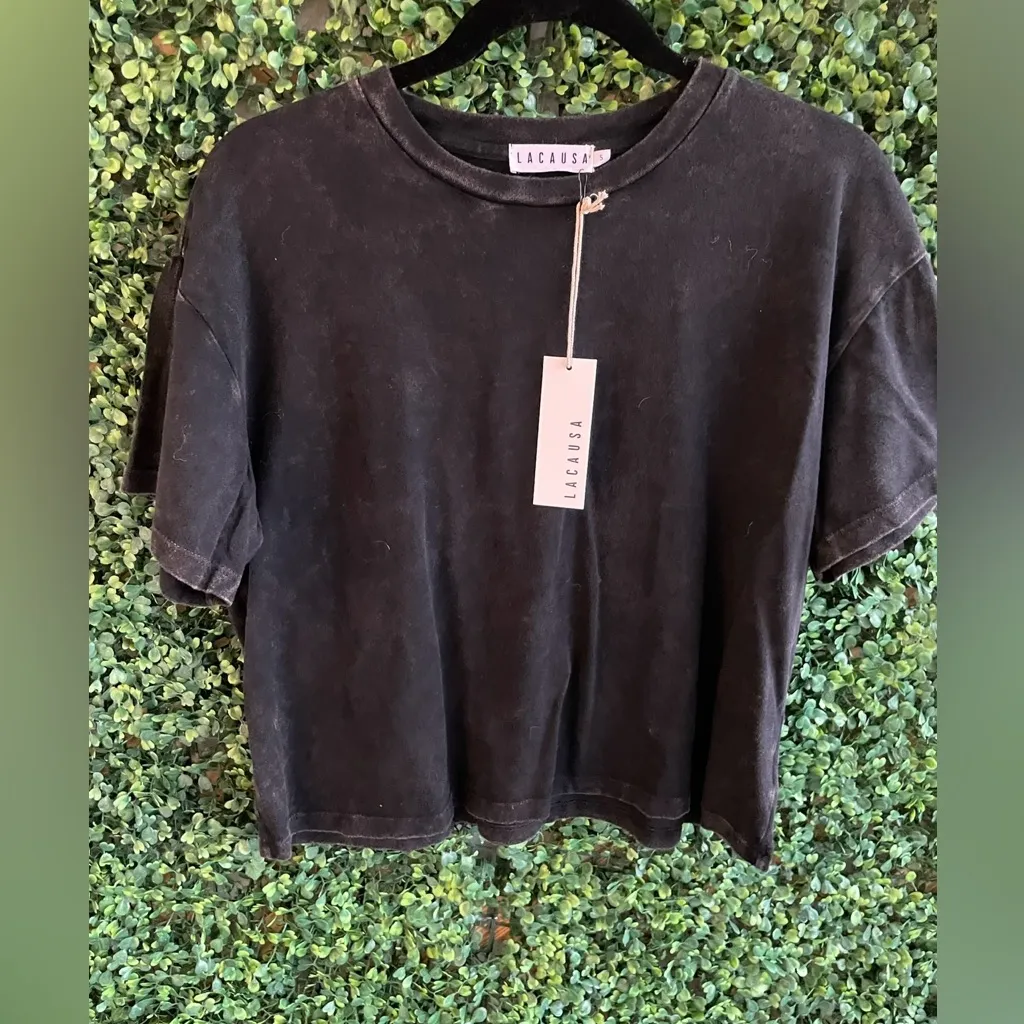 Lacausa - NWT - Boxy Tee | Black Mineral Wash - Sz Small | 100% Organic Cotton - Image 14