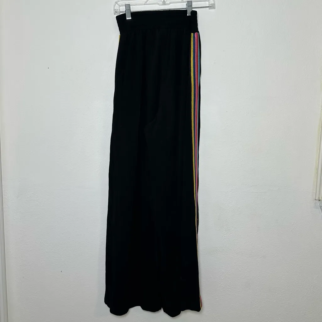 SFIZIO Made in Italy 100% Viscose Elegant Black Track Pants with Side Stripe Size XS - Image 3
