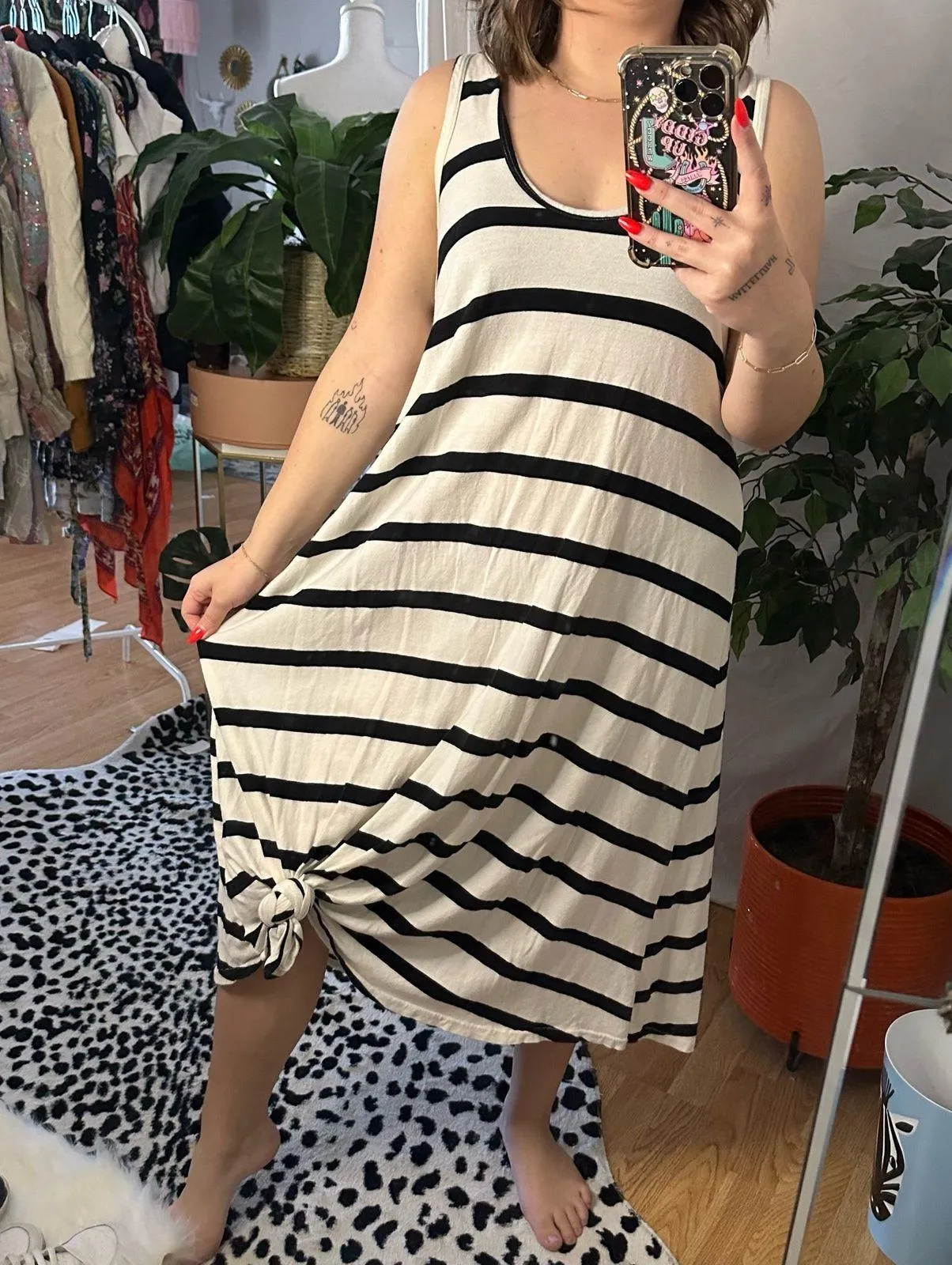 The Great Stripe Scoop Neck Racerback Midi Dress Black White Size 0 - Image 6