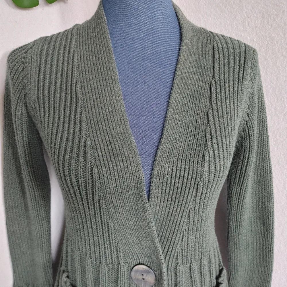 89th and Madison Green Cardigan Sweater - Image 2