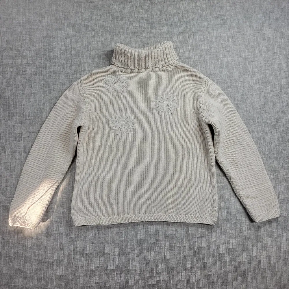 Vintage Talbots Womens Sweater Size M Cream Embroidered Snowflake Turtleneck - Image 7