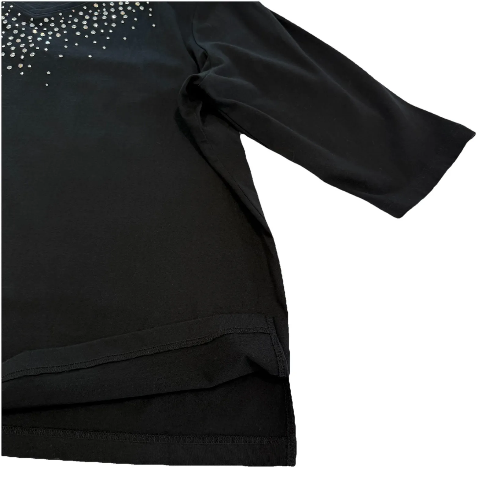 Quacker Factory Black Rhinestone 3/4 Sleeve Knit Top Size 3X - Image 4