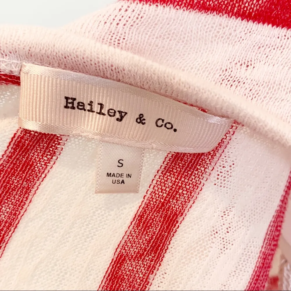 Hailey & Co. Red Striped Semi Sheer Sailor Sweater Knit Top Small S - Image 7