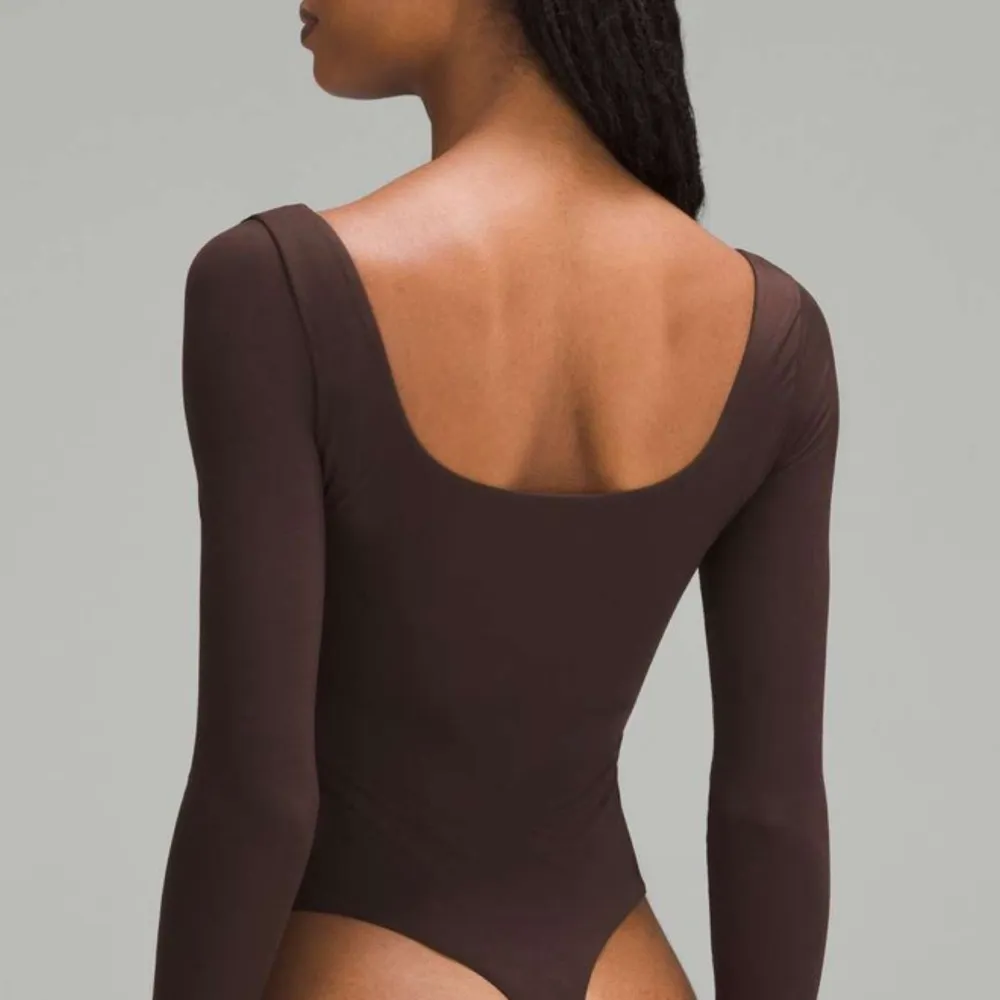 Lululemon Wundermost Nulu Bodysuit Square-Neck Long Sleeve French Press XL NWT - Image 4