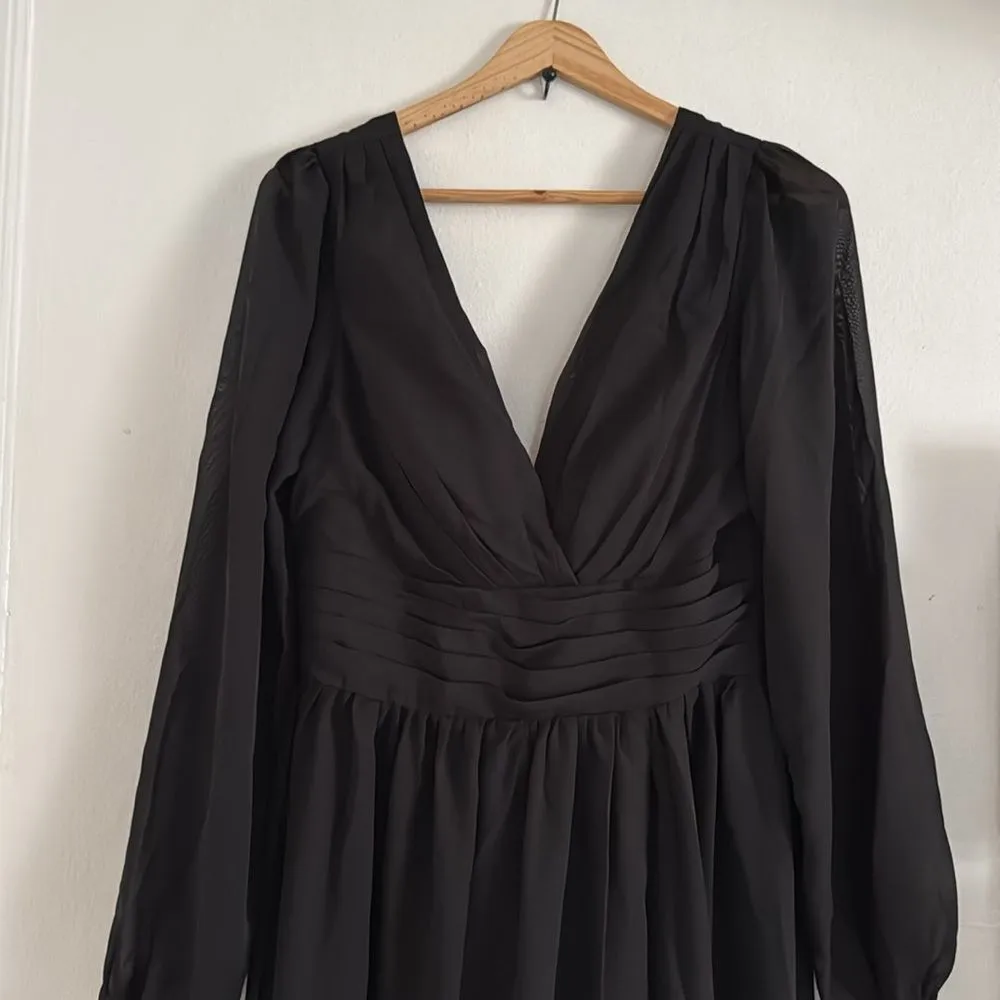 Amazon Black Maxi Dress with V-Neck and Slit NWOT - Image 2