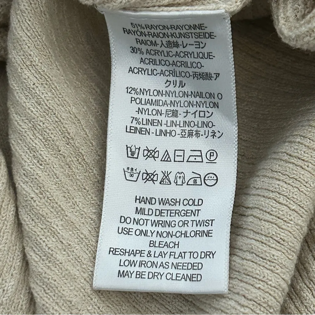 Free People‎ Criss Cross Tunic Sweater V-Neck Long Sleeve Cream Women’s Size L - Image 7