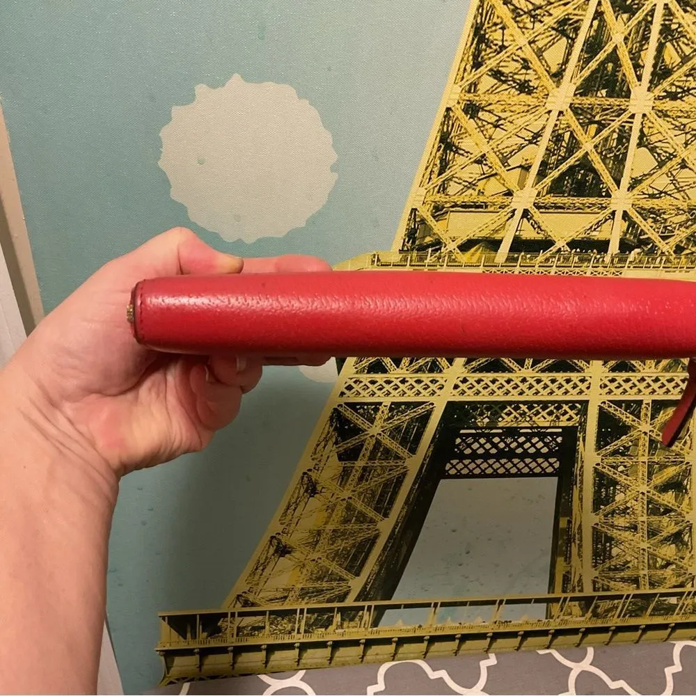 Kate Spade Wallet w.zipper money credit card holder red leather - Image 4